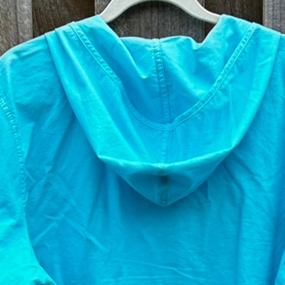 Sea Salt Beautiful Turquoise Colored Cotton Top with Hoodie XL EUC - Picture 5 of 6